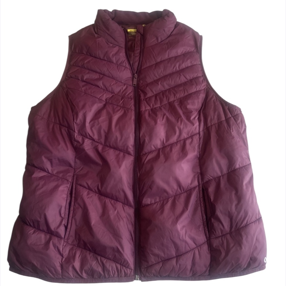 Xersion Packable Puffer Vest Plum‎ Purple Size OX Women Full Zip Pockets